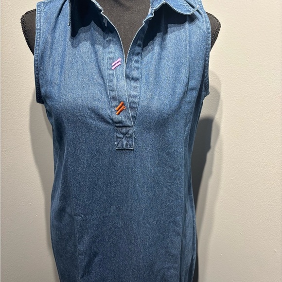 VTG Denim Blue Jean Jumper Dress Maxi Sleeveless women’s SzM Cottagecore Boho - Picture 5 of 13